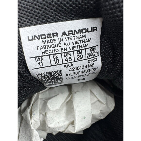 UNDER ARMOUR MEN'S SURGE 3 RUNNING SHOE BLACK WHITE SIZE 11 - Picture 10 of 16